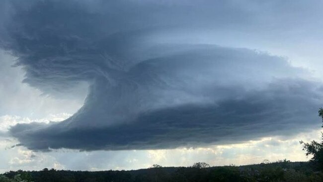 The supercell storm at Holland Park. Picture: Hollie Strong