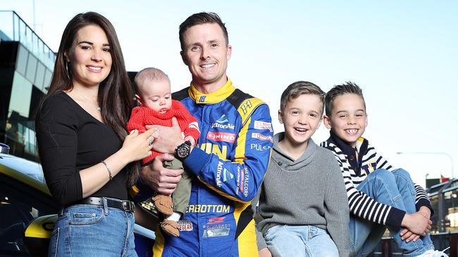 Mark Winterbottom doesn’t know when he’ll be seeing wife Renee and kids Oliver, Austin and baby Elliot again. Picture: Picture: Tim Hunter