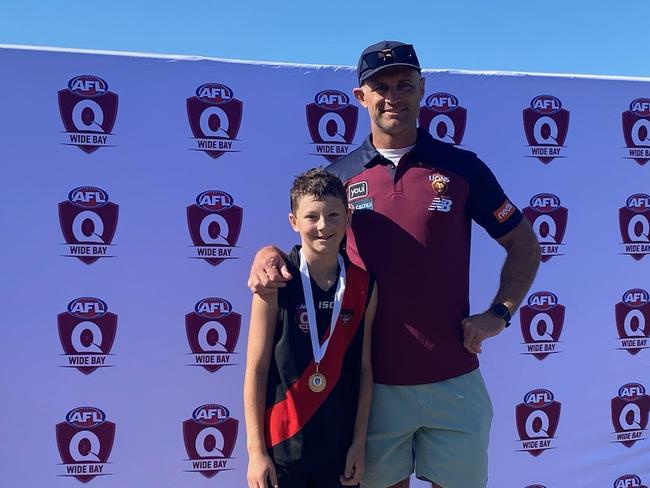 Jaiden Lever from Hervey Bay Bombers won the best on ground award for the under 12's in AFL Wide Bay. Picture: Supplied