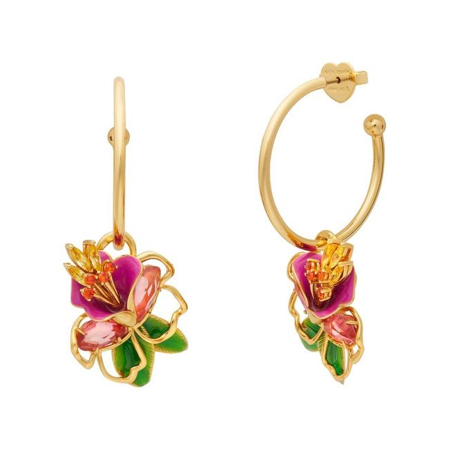 Kate Spade Paradise floral charm hoopsShop now for $229