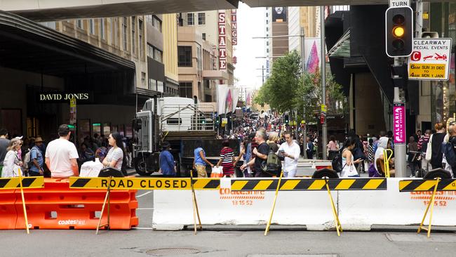 Bollards were deployed throughout the city to protect shoppers. Picture: Jenny Evans