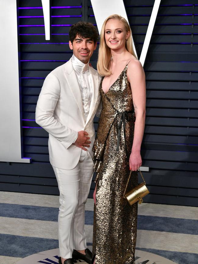 Joe Jonas and Sophie Turner at the Vanity Fair Oscar’s party. Picture: Dia Dipasupil/Getty Images