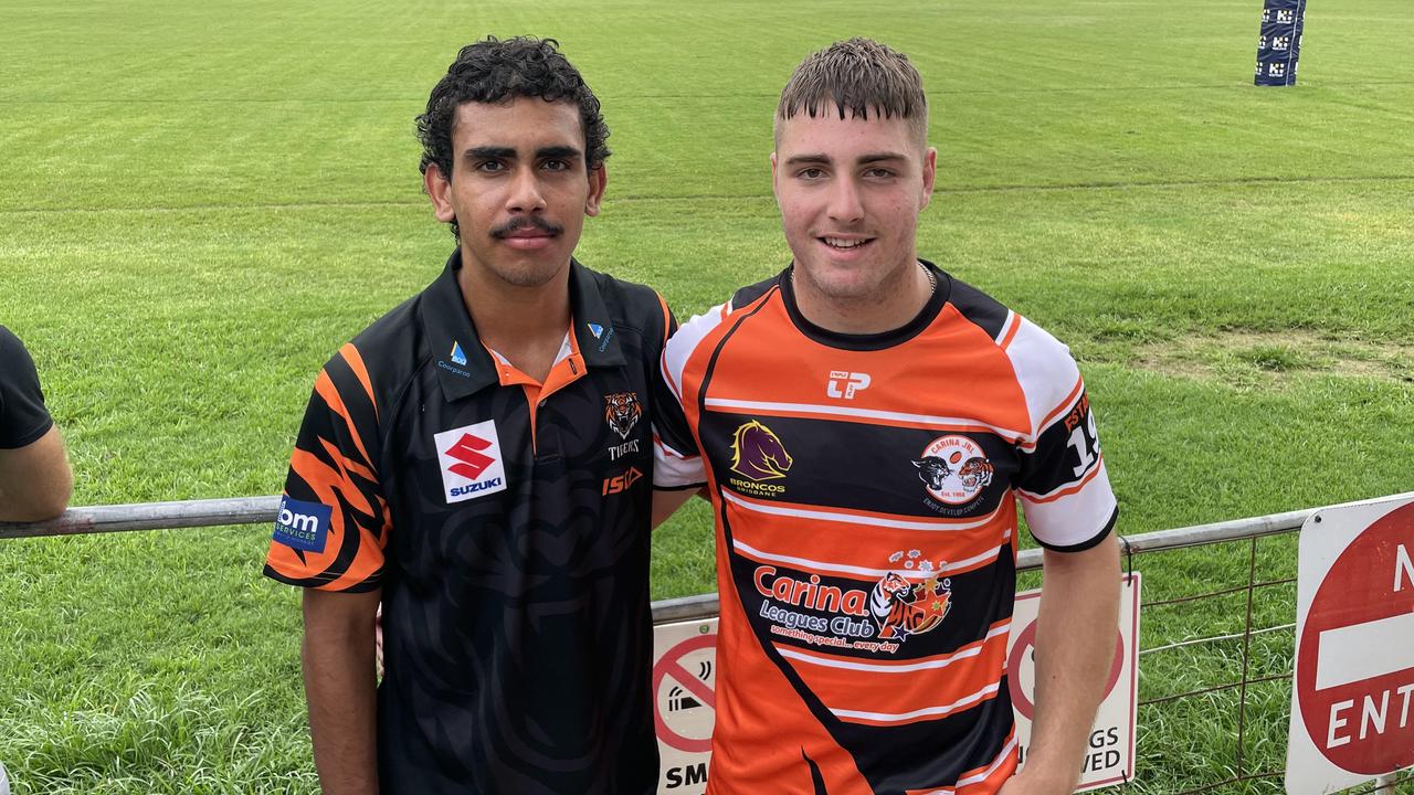 Joshua Donovan and Gold Coast’s Jack Whybrow of the Tigers Meninga Cup side.