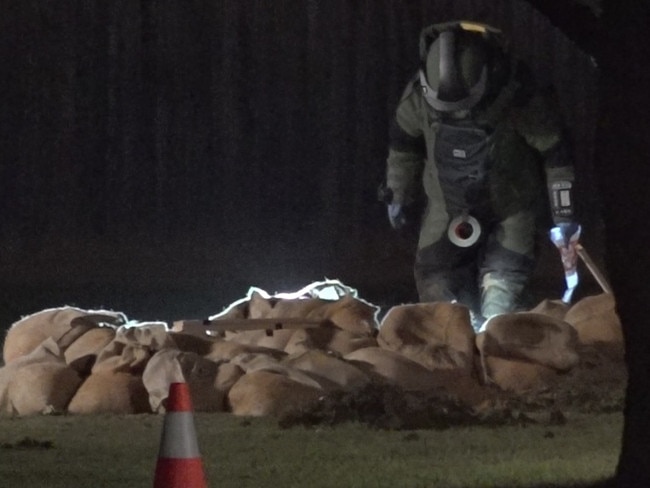 Police search a North Shore property after a bomb scare in Melbourne's CBD. Picture: Lincoln Holmes