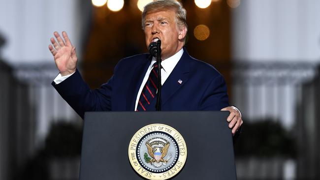 US President Donald Trump delivers his acceptance speech for the Republican Party nomination. Picture: AFP