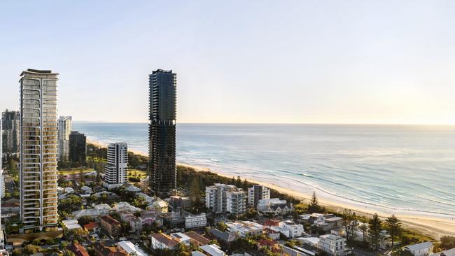Artist impression of Peerless, a $255m, 36-storey tower proposed for Mermaid Beach by Sunland founder Soheil Abedian, his first project outside of his company. Picture: Supplied.