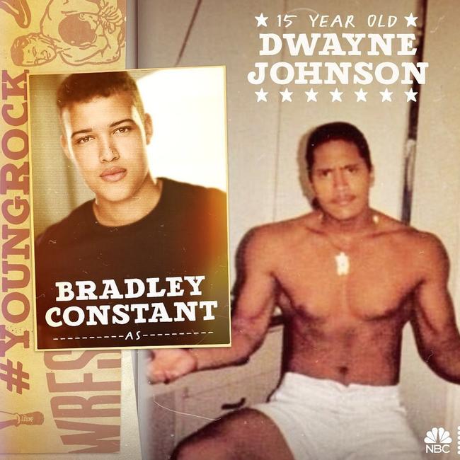 Bradley Constant will play 15-year-old Dwayne Johnson in Young Rock. Picture: Instagram/ @therock