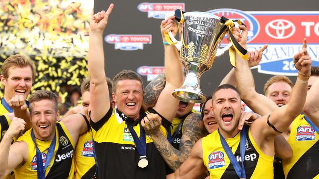 Damien Hardwick with the premiership cup. Picture: Getty Images