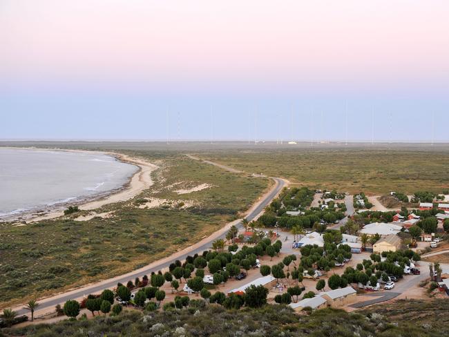 View from Vlamingh Head lighthouse to Naval Communication Station Harold E. Holt, Exmouth. Picture: Stewart Allen.