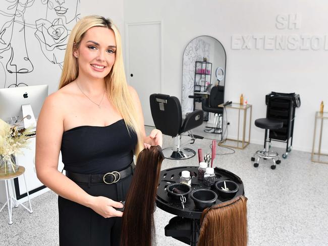 Samantha Harrison, owner of Samantha Harrison Hair Extensions, Coolum. Picture: Patrick Woods.