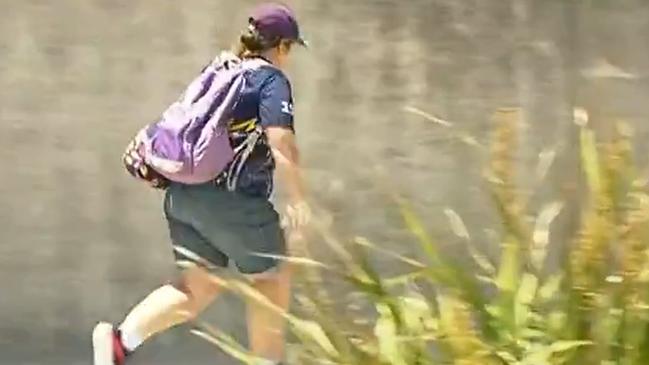 Greenbank woman Sharon May Damrow, 43, who is charged with manslaughter over the alleged death by neglect of her elderly father, outside Beenleigh Court House earlier this year. Picture: 7 News Brisbane