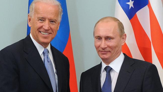 Joe Biden with Vladimir Putin in 2011. Picture: TASS.