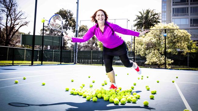 Lisa Millar rekindling her love of tennis, a sport she played as a kid. Picture: Nicole Cleary