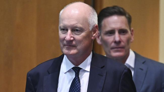 CANBERRA, AUSTRALIA, NewsWire Photos. SEPTEMBER 27, 2023: Qantas chairman Richard Goyder and new CEO of Qantas Airways Vanessa Hudson and Qantas Group's General Counsel Andrew Finch appear before an inquiry into Australia's bilateral airservices arrangements at Parliament Hous ein Canberra. Picture: NCA NewsWire / Martin Ollman