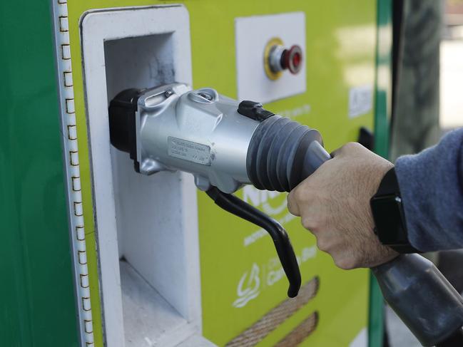 Generic picture of an electric car charging station in Sydney on Friday, July 21, 2017. (AAP Image/Daniel Munoz)