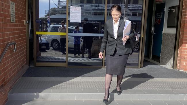 Marie Shaw QC, for the man, leaves Port Adelaide Magistrates Court. Picture: Brinley Duggan