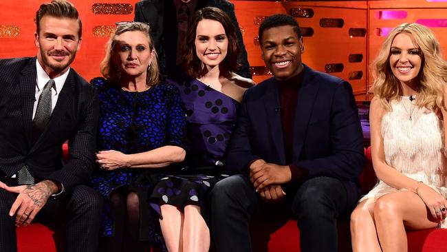 Carrie Fisher, Daisy Ridley and John Boyega on The Graham Norton show before Fisher’s untimely death.