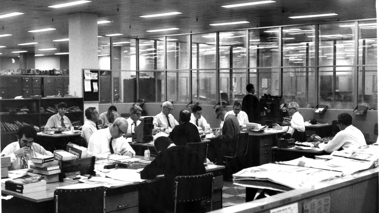 Courier Mail Sub Editors room in 1971.