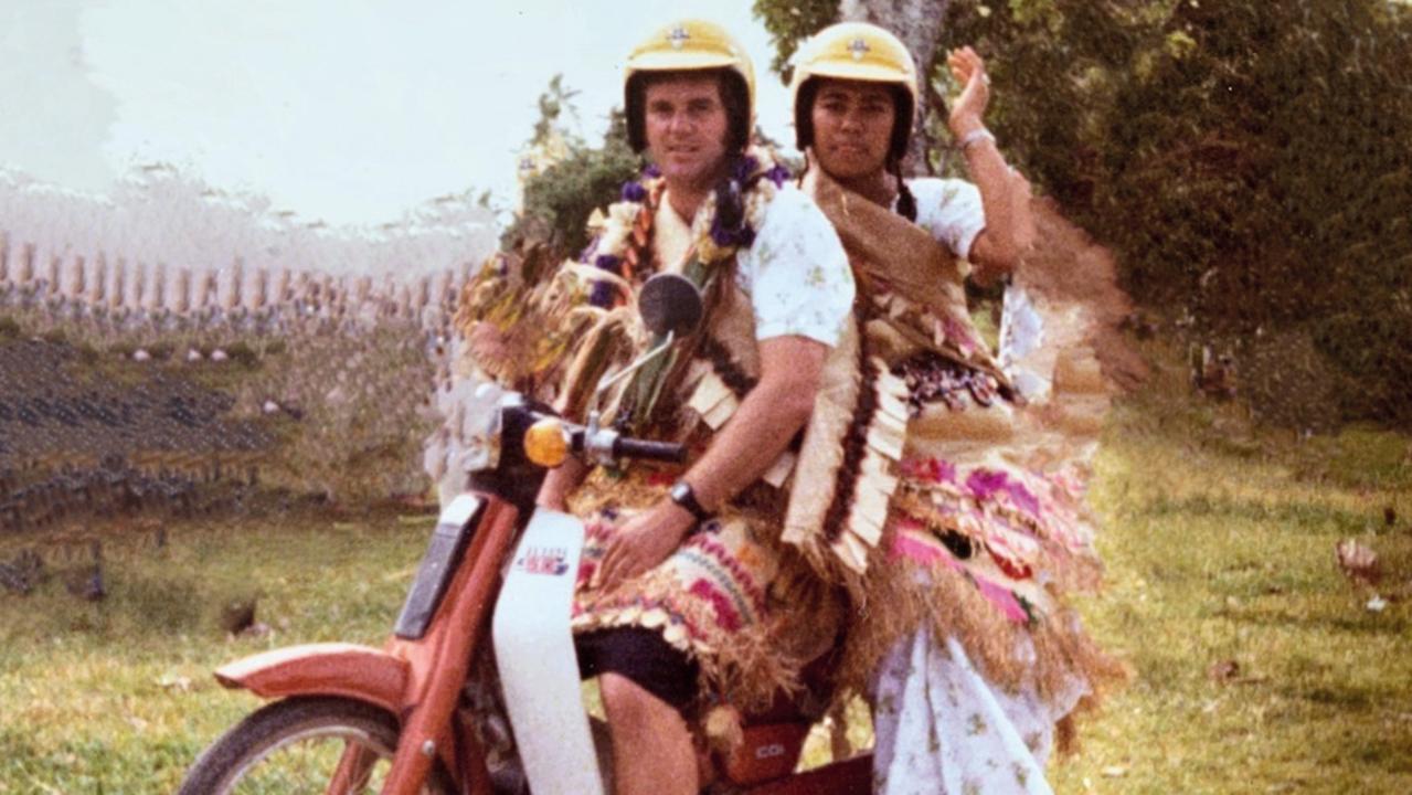 Silva and Ken McLeod on their “getaway scooter” after celebrating their wedding in 1980.