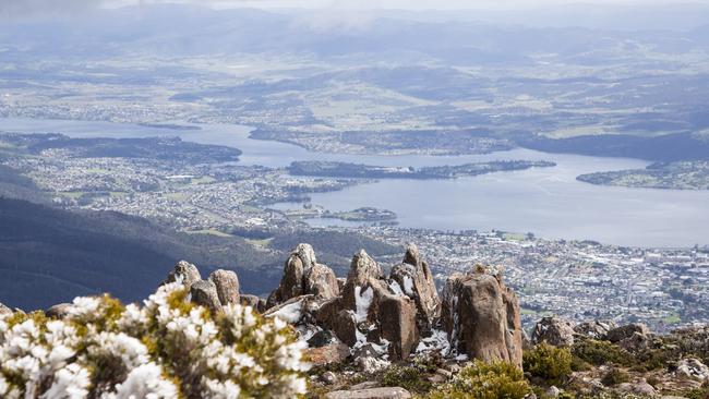 Kunanyi/Mt Wellington Tasmania. Hobart is at it foot, and on clear days the view is magnificent. It is often freezing up on top of the Mountain. Photo – iStock
