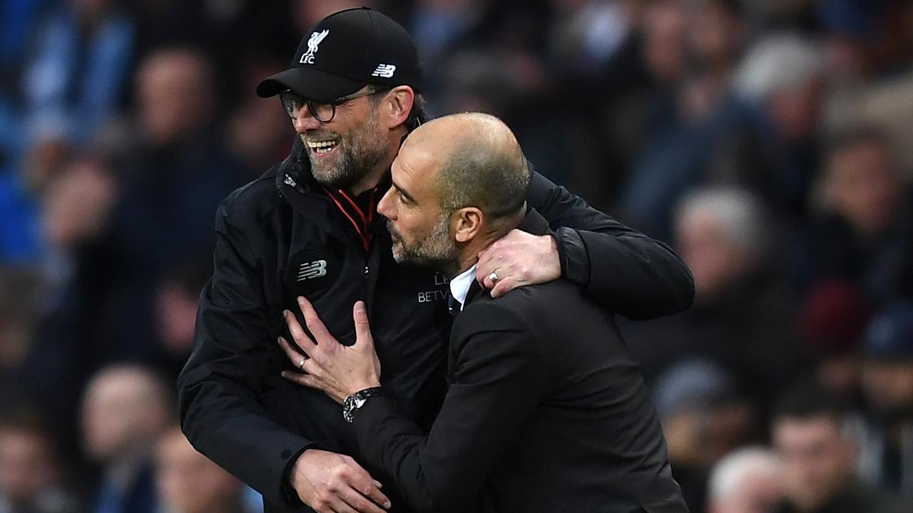 Jurgen Klopp and Pep Guardiola or tied in an epic battle for the Premier League title.