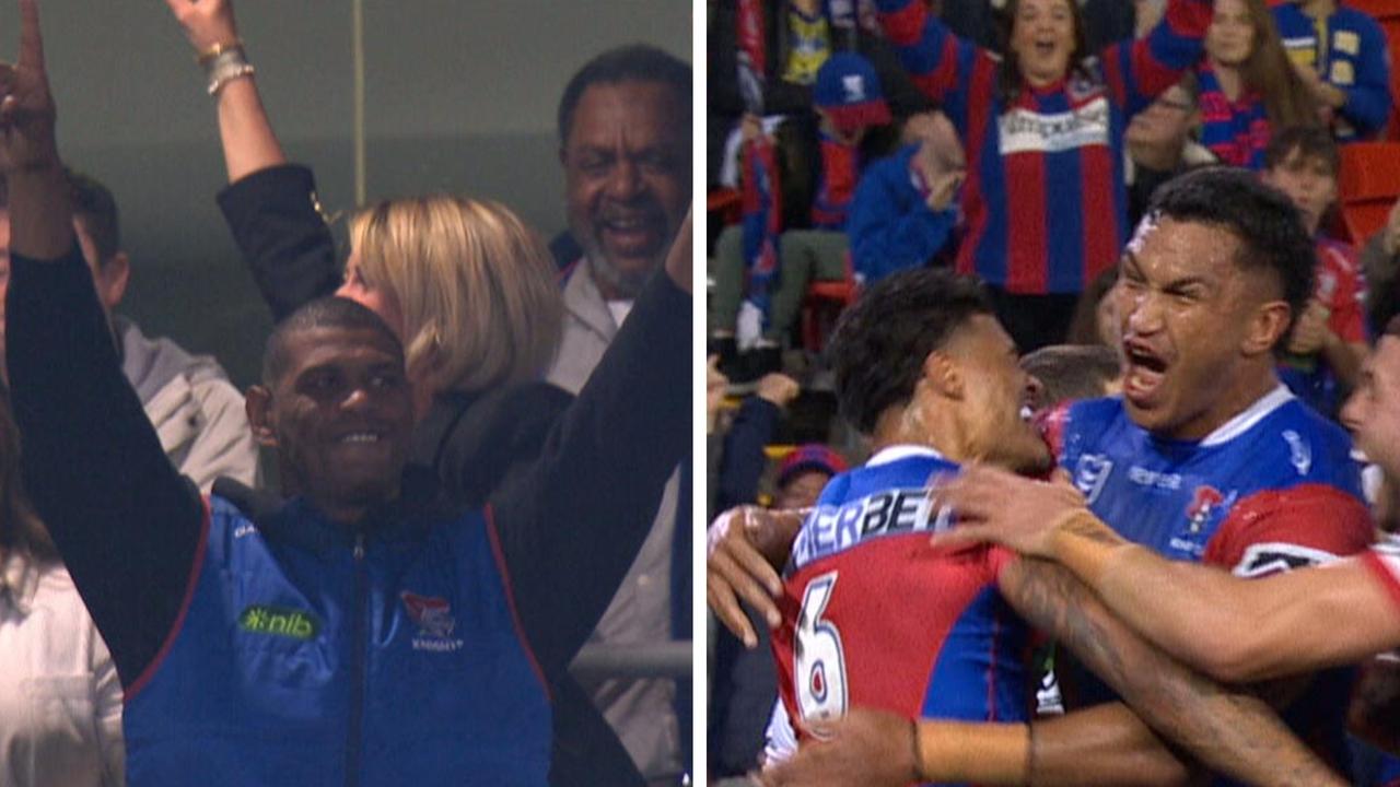 ‘Oh my god’: Knights debutant’s X-rated post-game interview after legendary dad goes wild in stands