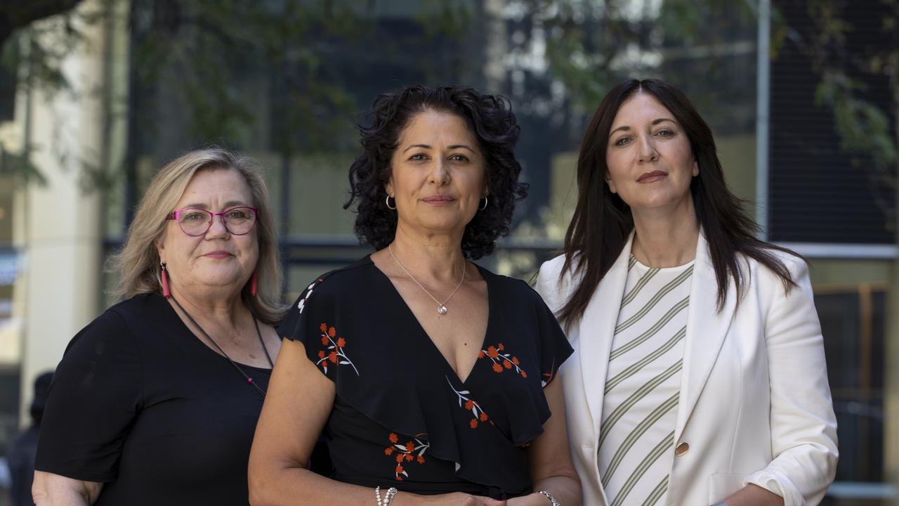 Former Alexandrina councillor and current ALGWA SA president Bronwyn Lewis, Adelaide Hills councillor Louise Pascale and Adelaide City councillor Mary Couros. Picture: Brett Hartwig