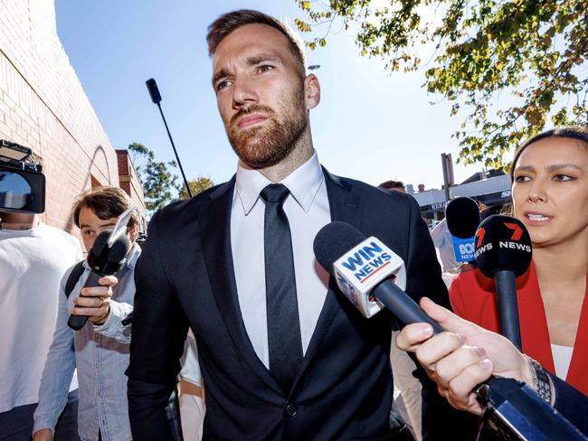 22/04/2025 Richmond footballer Noah Balta arrives at Albury Court for sentencing over the assault of a man in December.Picture: David Geraghty