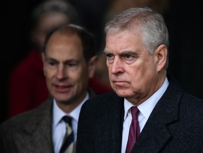 Prince Andrew at last year’s Christmas Day service at St Mary Magdalene Church in Sandringham. Picture: AFP