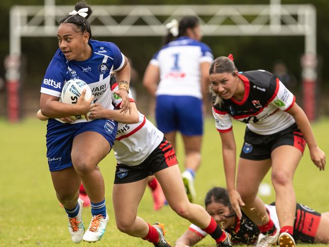 Evelyn Roberts takes flight against the Bears. Picture: Julian Andrews