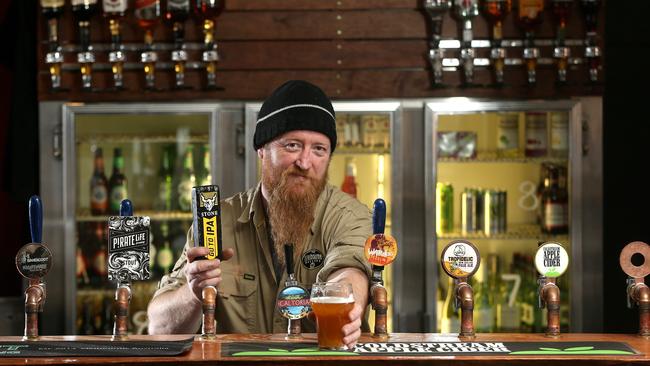 Jesse McFadyen in his new bar, the Forager's Drop, which opens this week in Mitcham. Picture: Hamish Blair