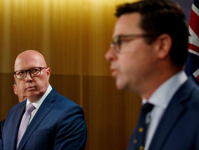 SYDNEY, AUSTRALIA - NewsWire Photos JUNE 19, 2024: Federal Opposition leader Peter Dutton during a joint press conference with Angus Taylor, Sussan Ley, David Littleproud and Ted OÃBrien on Wednesday. Picture: NewsWire / Nikki Short