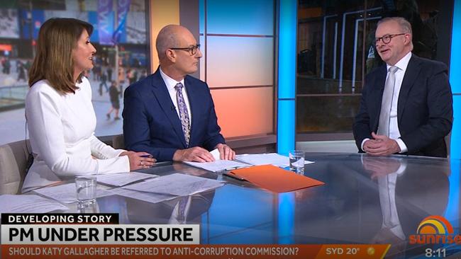 Anthony Albanese interviewed on Sunrise on David Koch's last day. Picture: Sunrise/Channel 7