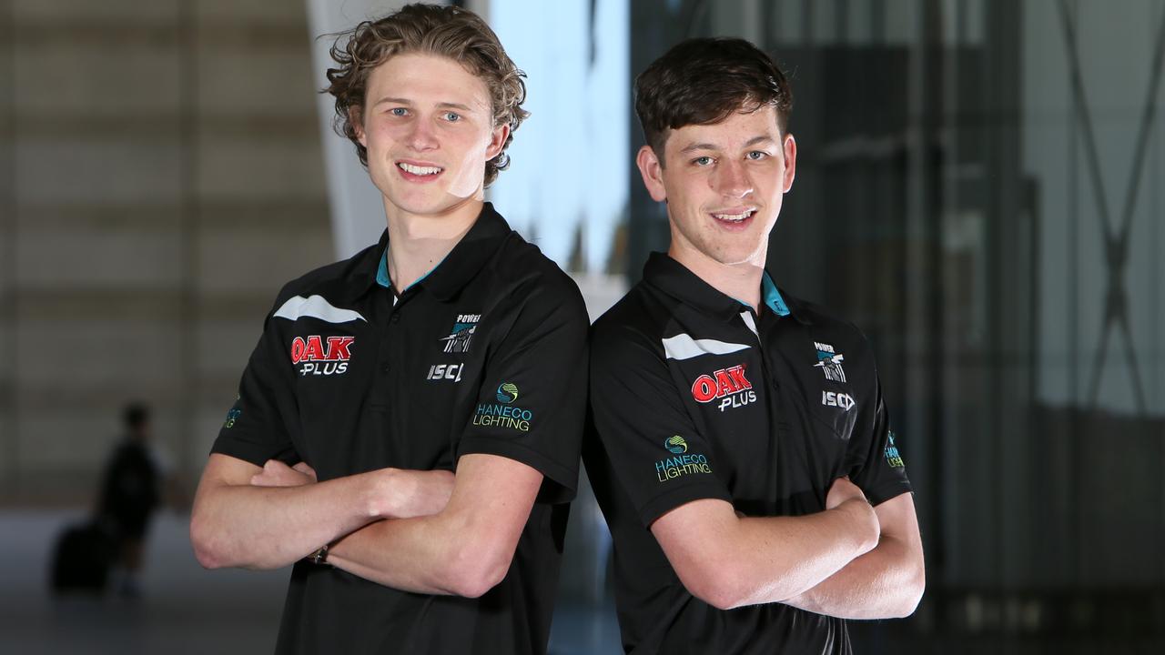 Port Adelaide draftees Xavier Duursma (left) and Zak Butters.