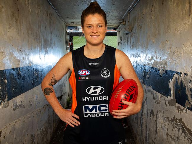 Brianna Davey has gone from Matildas goalkeeper to AFLW star. Picture: MARK STEWART