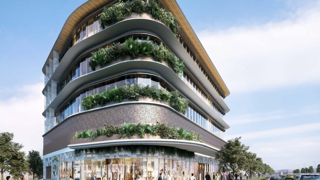 An artist's impression shows the design for the new A1 office building that Coast developer Evans Long wants to build on First Avenue in the Maroochydore city centre.