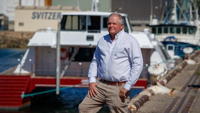 David Harris with the new boat he's using for the KI ferry service. Picture: Matt Turner