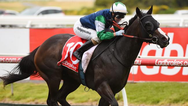 Michelle Payne wins the Christmas Stakes on board Lucky Liberty at Caulfield.