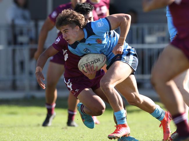 NSW's Chevy Stewart during the under 18 ASSRL schoolboy rugby league championship grand final between QLD v NSW CHS from Moreton Daily Stadium, Redcliffe. Picture: Zak Simmonds