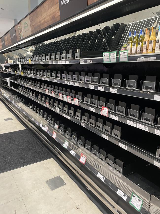 Empty supermarket shelves in Darwin. Picture: Supplied