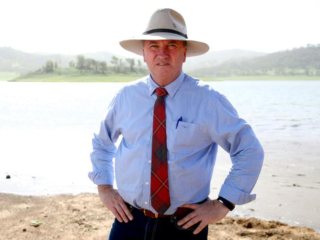 Nationals MP Barnaby Joyce pictured at Chaffey Dam near Tamworth that sits at 13% capacity despite recent rainfall. Barnaby is pushing for the Bradfield Scheme to be implemented to help inland areas during times of drought. Picture: Toby Zerna