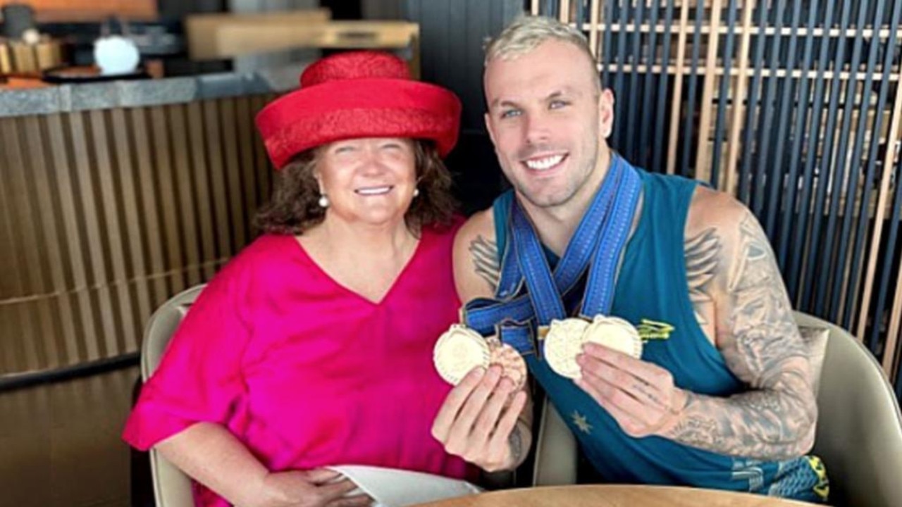 Rinehart with Olympic gold medallist Kyle Chalmers. Picture: Instagram.