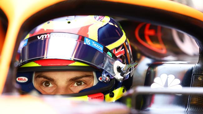 Oscar Piastri of Australia and McLaren prepare to drive during the Formula 1 testing at Yas Marina Circuit on November 22, 2022 in Abu Dhabi, United Arab Emirates. (Photo by Bryn Lennon/Getty Images)