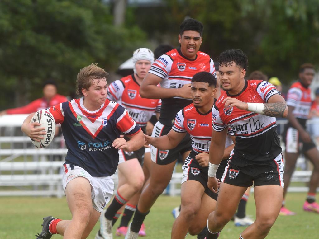 Kirwan State High School hosts St Patrick's College, Mackay, in round 1 of the 2025 Aaron Payne Cup. Picture: Evan Morgan