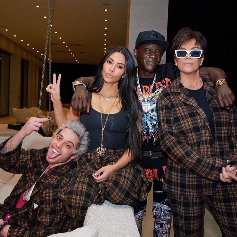 Kim Kardashian, Pete Davidson, Flavor Flav and Kris Kardashian in a photo posted to Flavor Flav's Instagram. Picture: flavorflav/Instagram