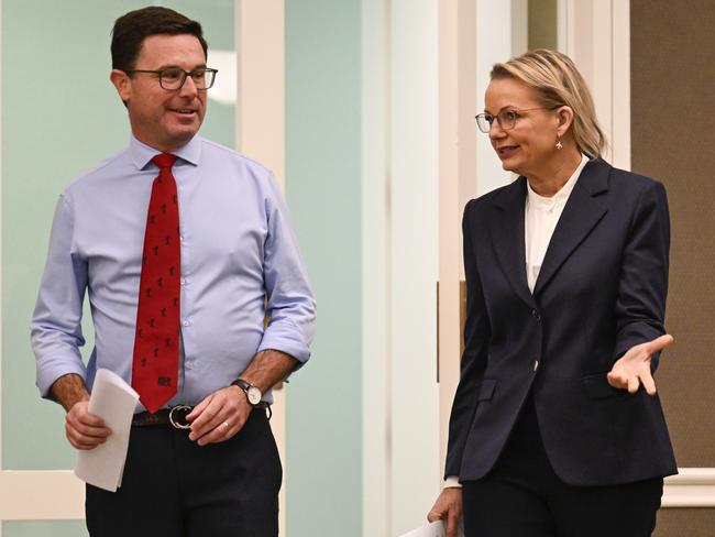 CANBERRA, AUSTRALIA  - NewsWire Photos - May 28, 2025: Leader of the Opposition Sussan Ley and Party leader of the National Party of Australia David Littleproud hold a press conference at Parliament House in Canberra Picture: NewsWire / Martin Ollman