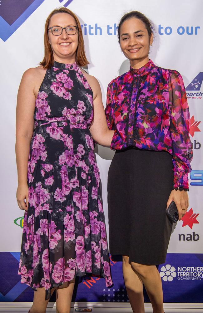 Daria Daly and Indu Gunasekaran at the October Business Month 2023 in Mindil Beach Casino Resort, Darwin. Picture: Pema Tamang Pakhrin