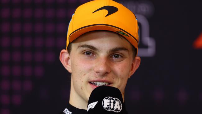 SPIELBERG, AUSTRIA - JUNE 30: Second placed Oscar Piastri of Australia and McLaren attends the press conference after the F1 Grand Prix of Austria at Red Bull Ring on June 30, 2024 in Spielberg, Austria. (Photo by Clive Rose/Getty Images)