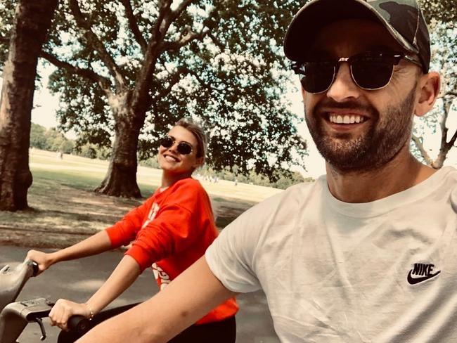 Nathan Lyon and Emma McCarthy posted this picture of themselves making the most of the English summer. Picture: Instagram