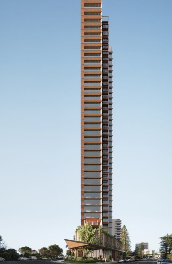 Artist impression of The Minnette, billionaire Tony Fung's residential towers now planned for Surfers Paradise.